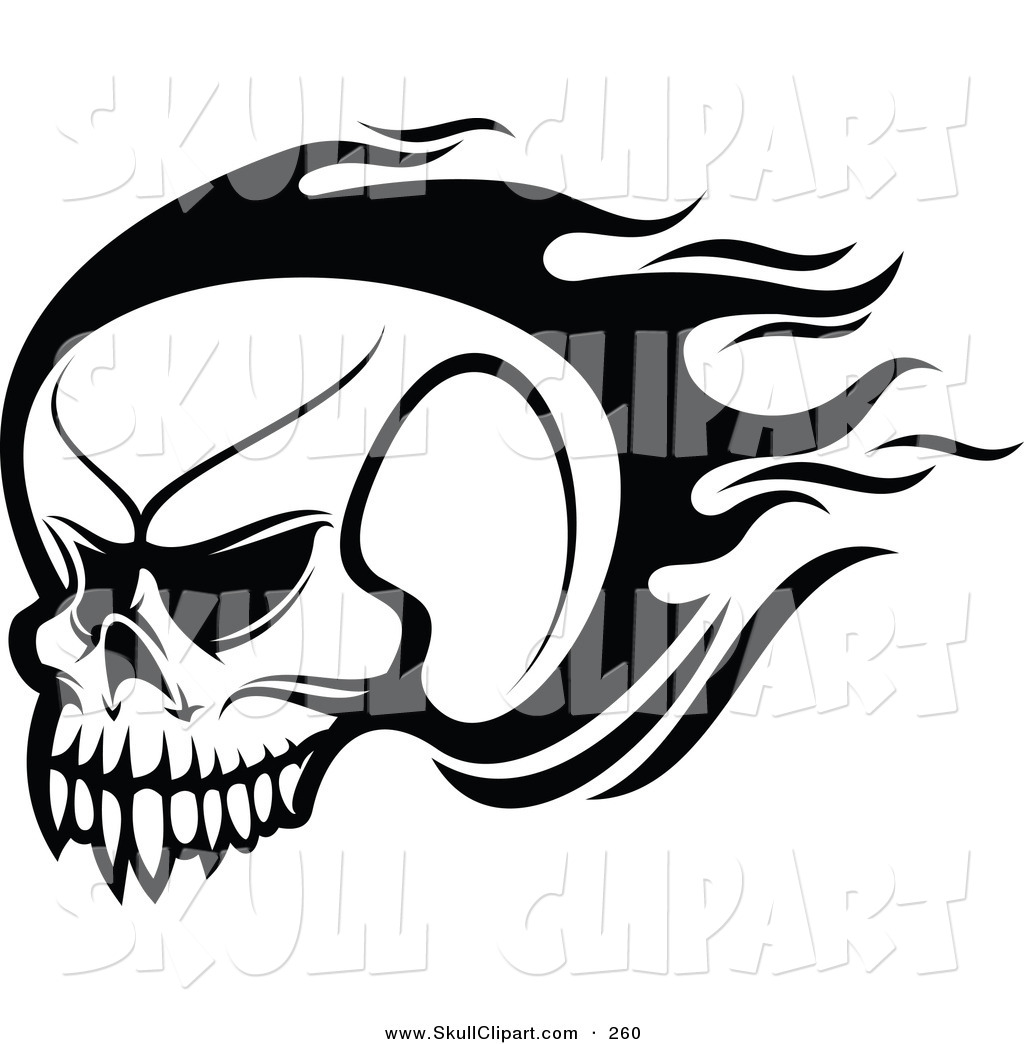 Black And White Skull Clip Art  Flaming Logo  View Original    Updated    