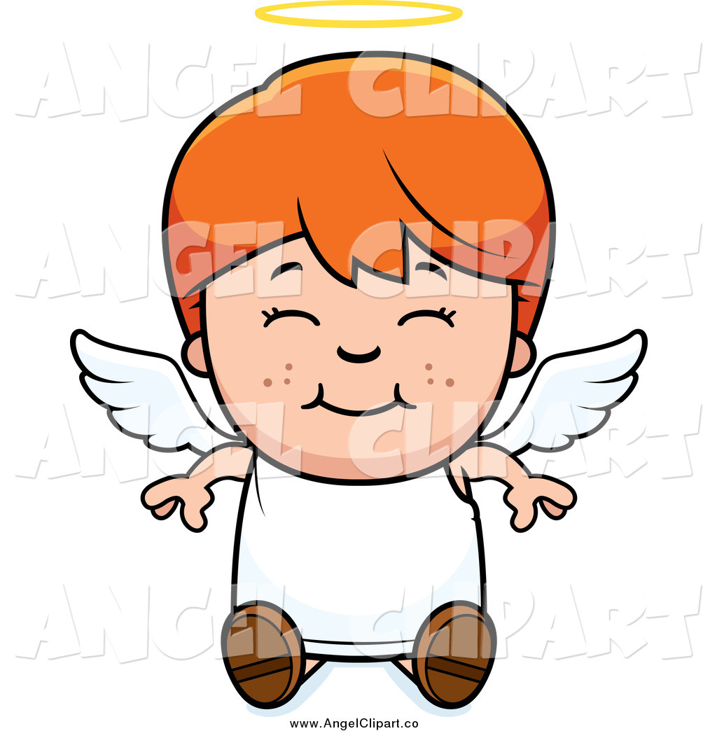 Boy Happy Red Haired Angel Boy Cheering Smiling Red Haired Angel Boy