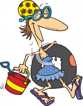 Cartoon Clipart Picture Of A Lady Going To The Beach