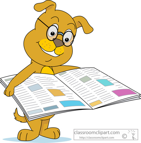 Cartoons   Dog Reading Newpapera   Classroom Clipart