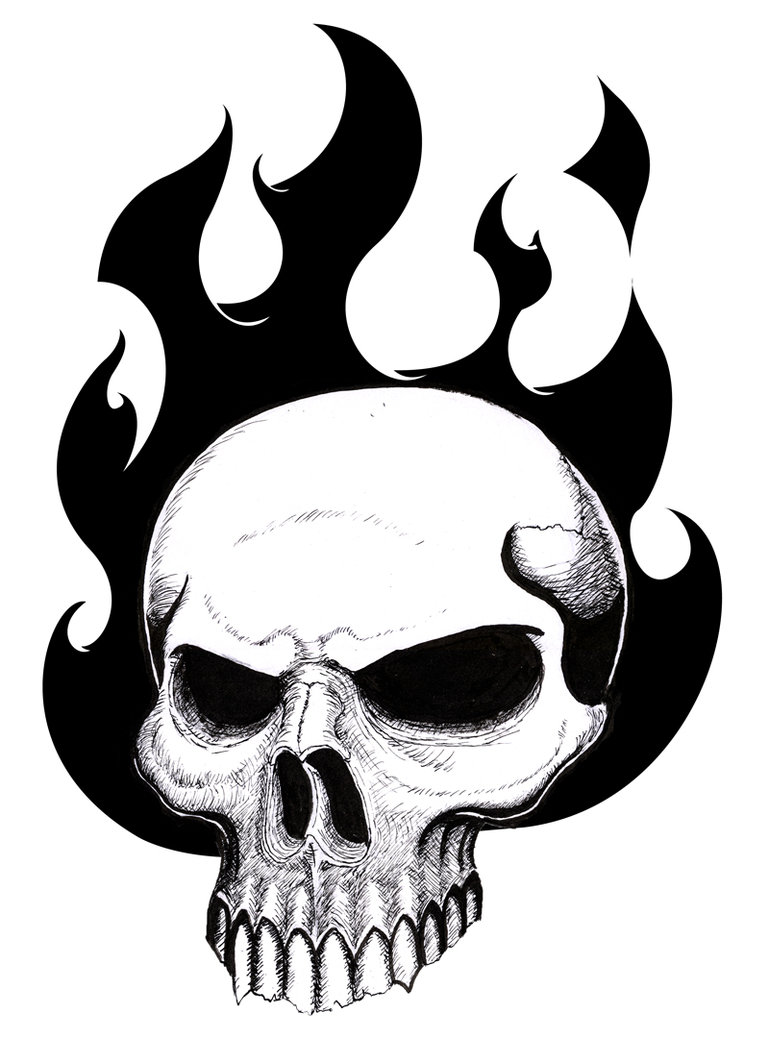 Clip Art Cool Flaming Skull Tattoo Clipart