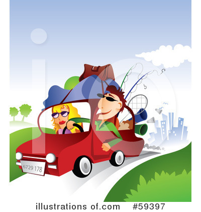 Clip Art Illustration Of A Car Going On Vacation Car Pictures