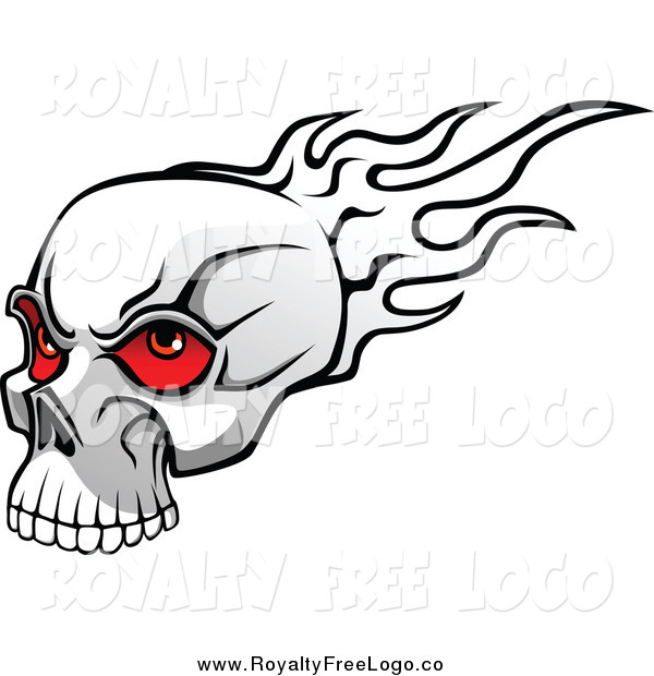 Clip Art Of A Flaming Red Eyed Skull Logo By Seamartini Graphics    
