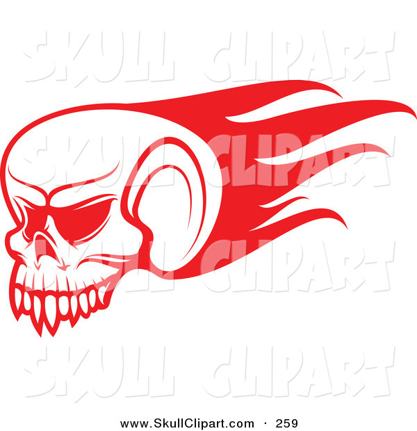 Clip Art Of A Red Flying Flaming Skull Logo By Seamartini Graphics    