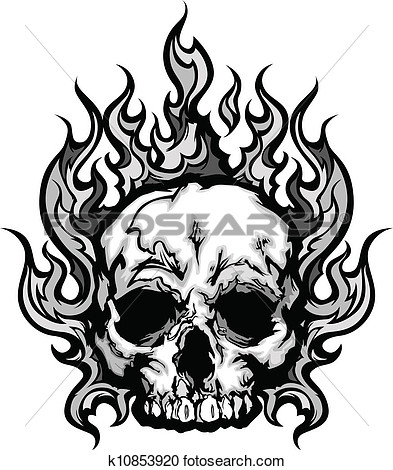 Clipart   Flaming Skull Graphic Vector Image  Fotosearch   Search Clip