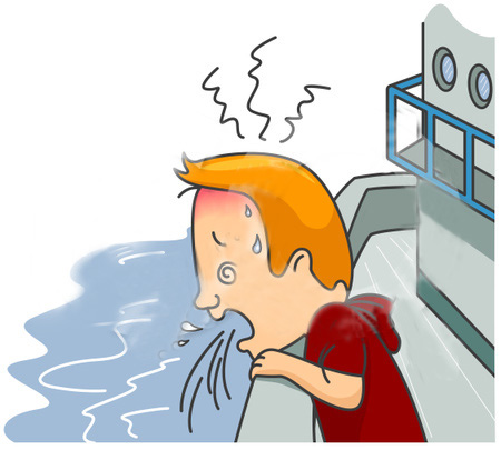 Clipart Illustration Of A Man Throwing Up Over The Edge Of A Ship Jpg