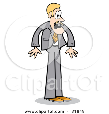 Clipart Illustration Of A Surprised Blond Business Guy In A Gray Suit