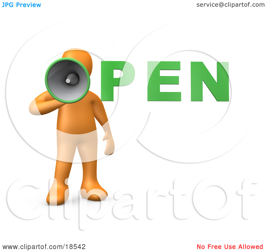 Clipart Illustration Of An Orange Person Holding A Megaphone With The