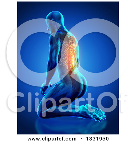 Clipart Of A 3d Rear View Of A Medical Anatomical Male Reaching Back
