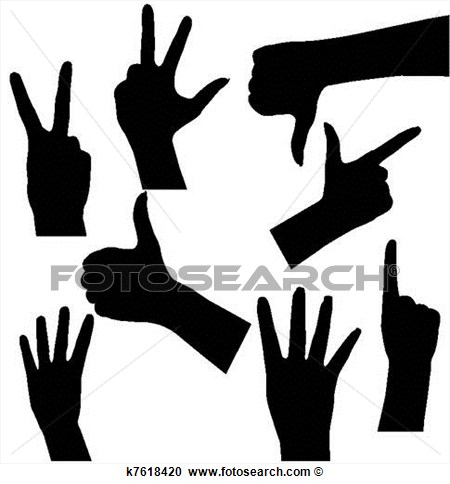Clipart Of Human Hand Collection Different Hands Gestures Signals    