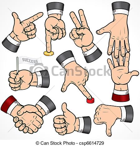 Eps Vectors Of Businessman Hand Gestures Signals Detailed Vector Clip