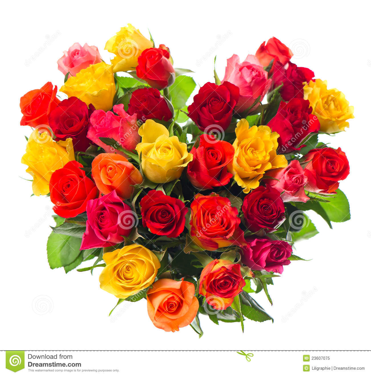 Free Stock Photo  Bouquet Of Colorful Assorted Roses In Heart Shape