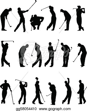 Golf Hole Silhouette Golfers Silhouettes   Clipart
