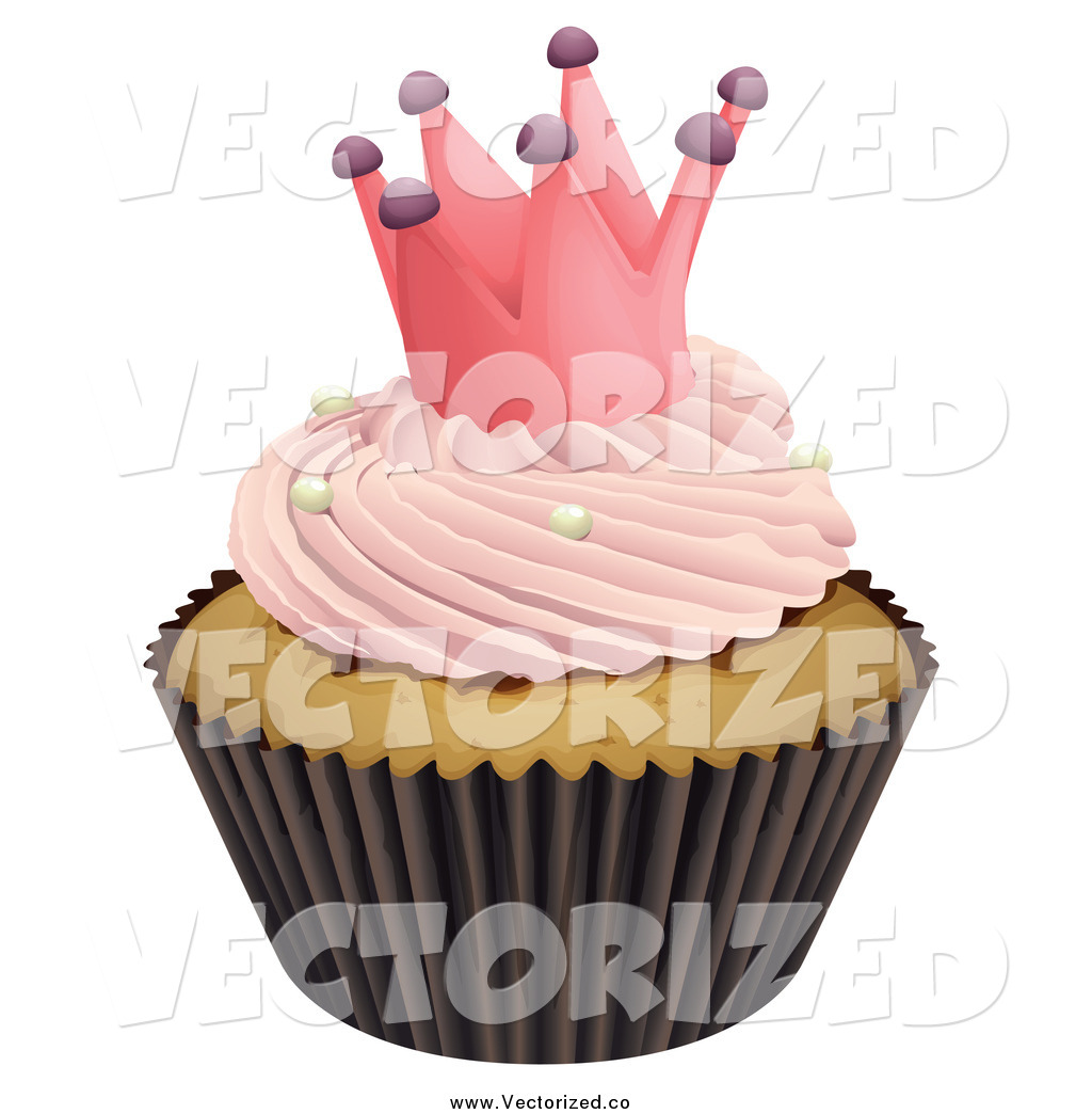 Larger Preview  Royalty Free Clipart Of A Cupcake With Pink Frosting