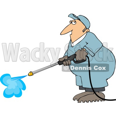 Male Worker Cleaning With A Professional Pressure Washer Clipart
