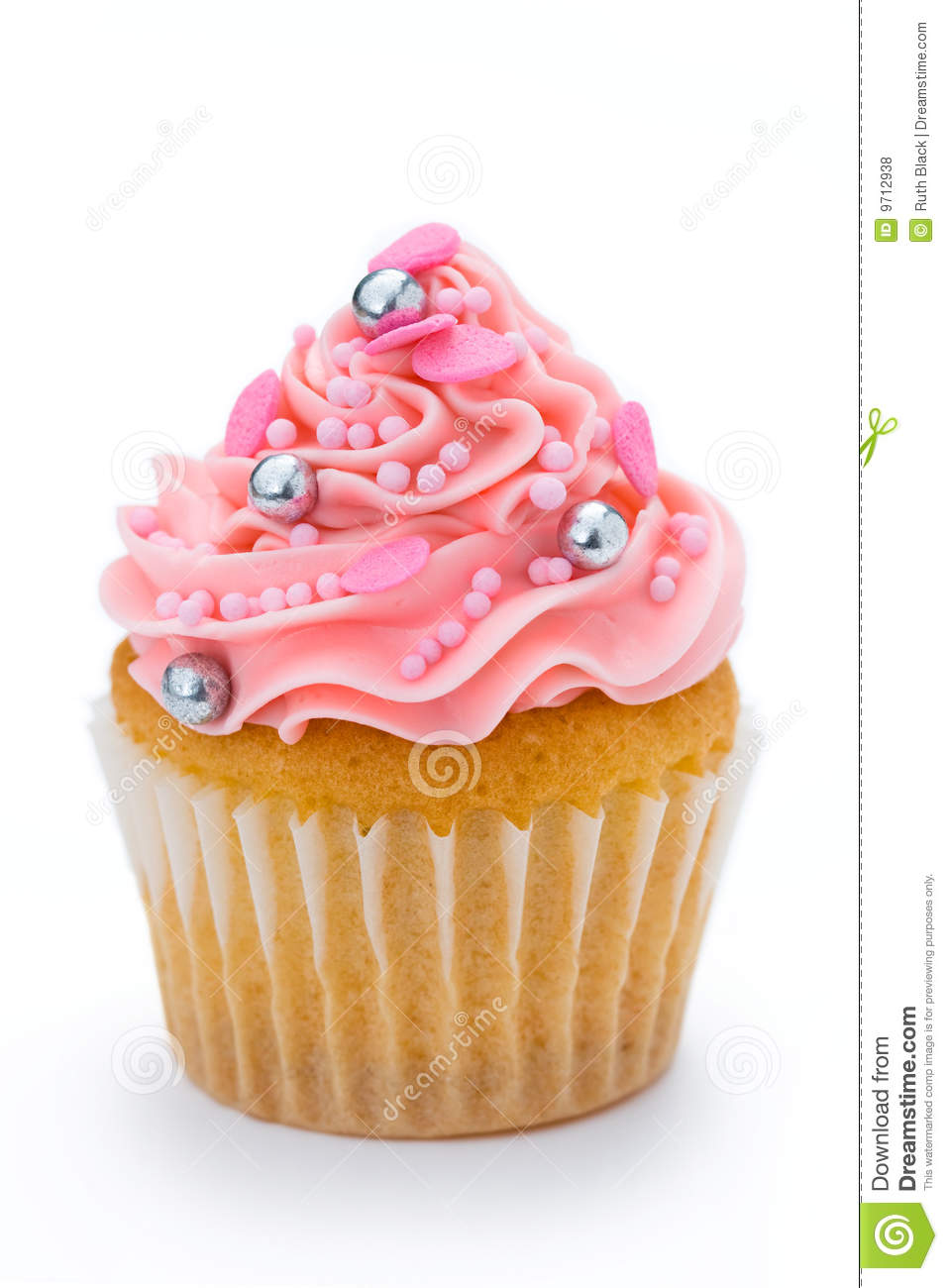 Pink Cupcake Isolated On A White Background