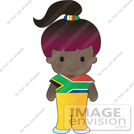 Poppy Character Of South Africa Wearing A Cultural Flag Outfit  33571