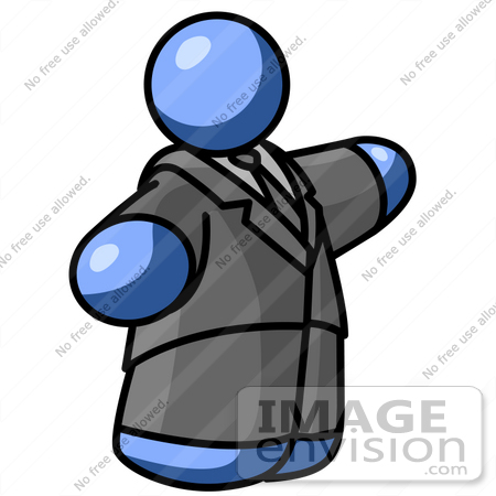 Royalty Free Clipart Of A Fat Blue Guy Character In A Suit   0033 0810