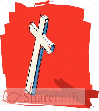 Rustic Cross On Red   Cross Clipart