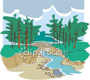 Small Creek In The Forest   Royalty Free Clipart Picture