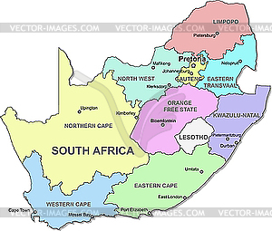 South Africa Map   Royalty Free Vector Clipart