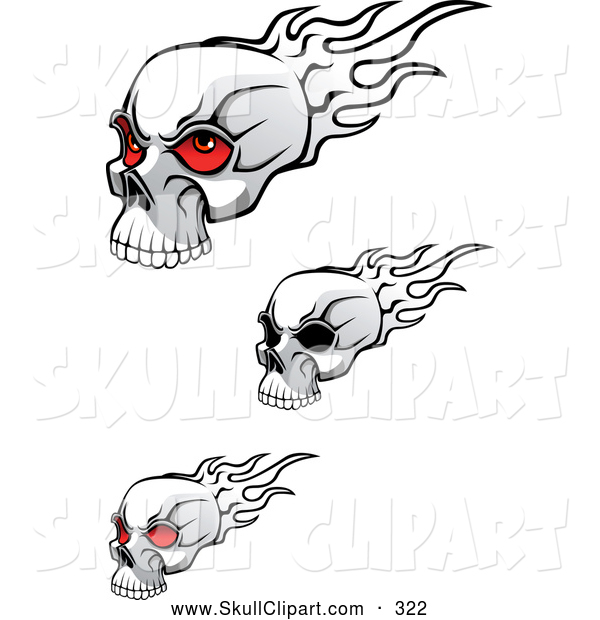 Vector Clip Art Of A Trio Of Flaming Skulls By Seamartini Graphics    