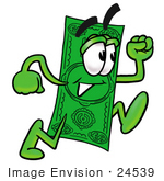 24539 Clip Art Graphic Of A Flat Green Dollar Bill Cartoon Character
