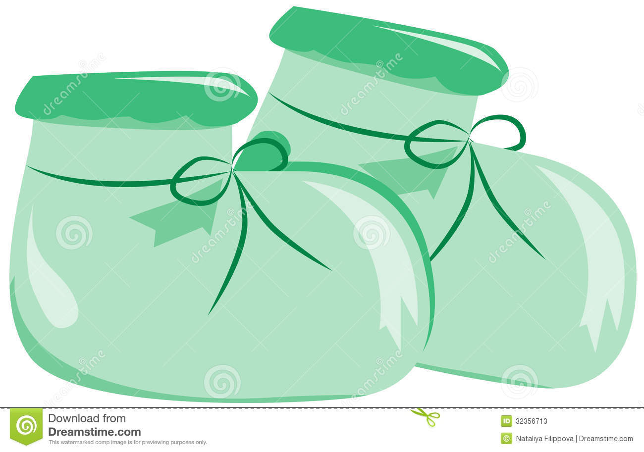 Baby S Bootees Light Green Booties Clip Art Vector Illustration