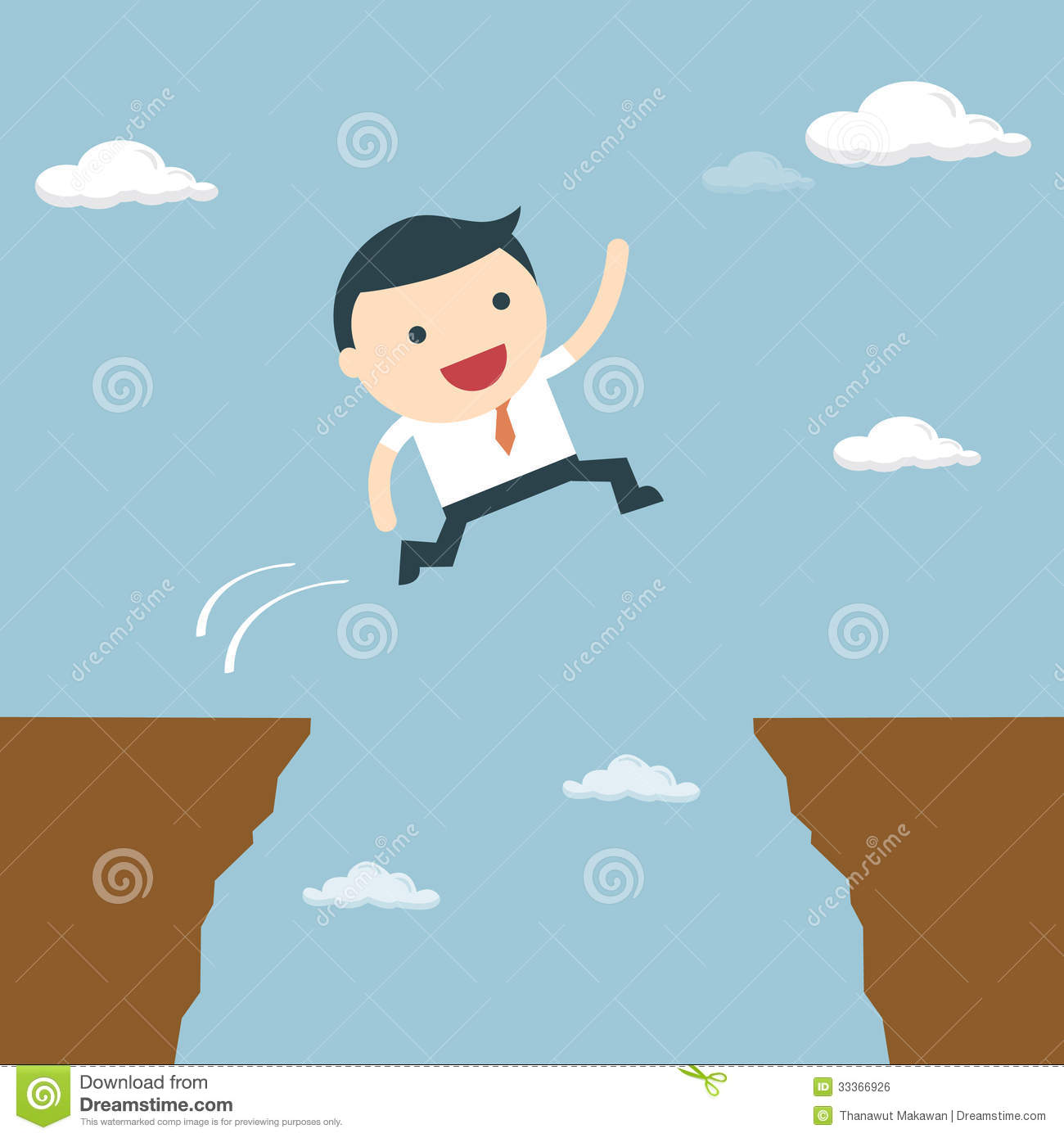 Businessman Jumping Over The Cliff To Goal Royalty Free Stock Image