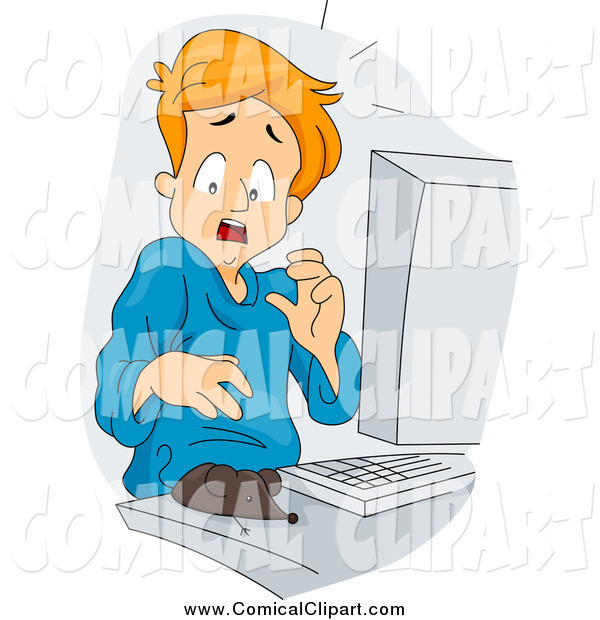Comical Clip Art Of A Real Mouse Scaring A Man At A Computer By Bnp