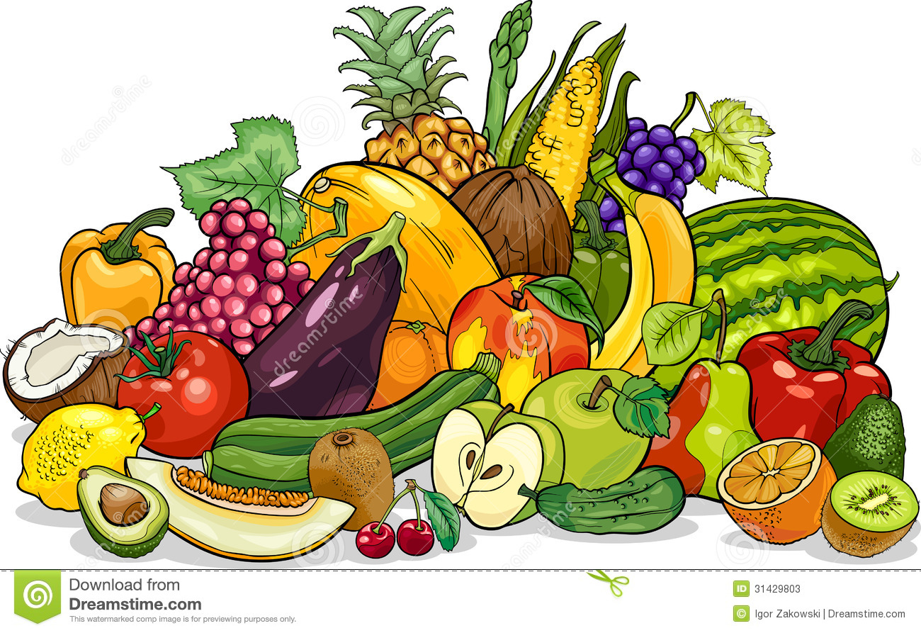 Fruit And Vegetable Clipart Fruits And Vegetables Group