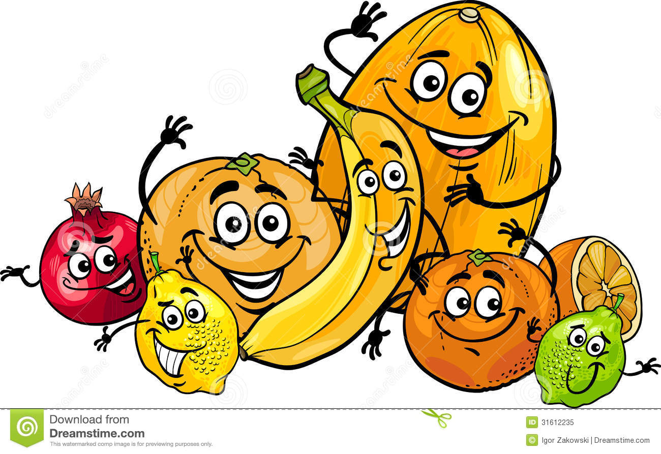 Fruit Food Group Clipart Citrus Fruits Group Cartoon