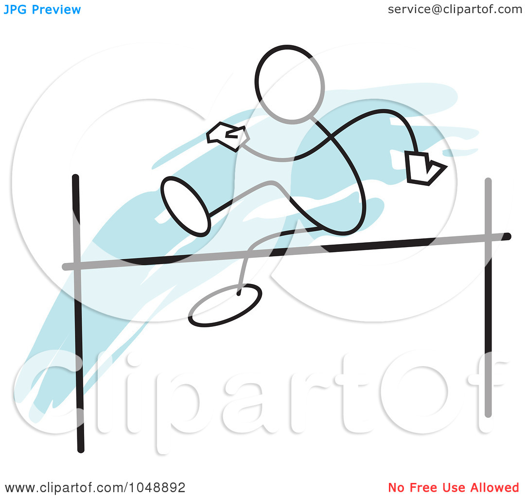 Illustration Of A Stickler Doing A High Jump Over Blue By Johnny Sajem