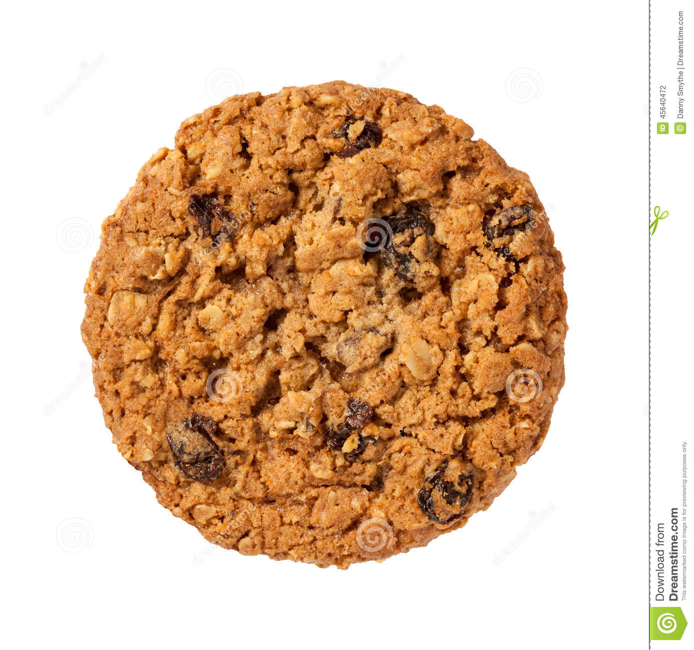 Oatmeal Raisin Cookie Isolated On A White Background The Isolation Is