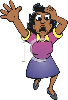 Royalty Free Clipart Image  Cartoon Of A Scared Woman Asking For Help