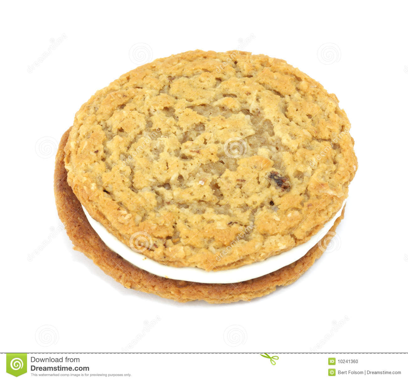 Single Oatmeal Creme Cookie Against A White Background