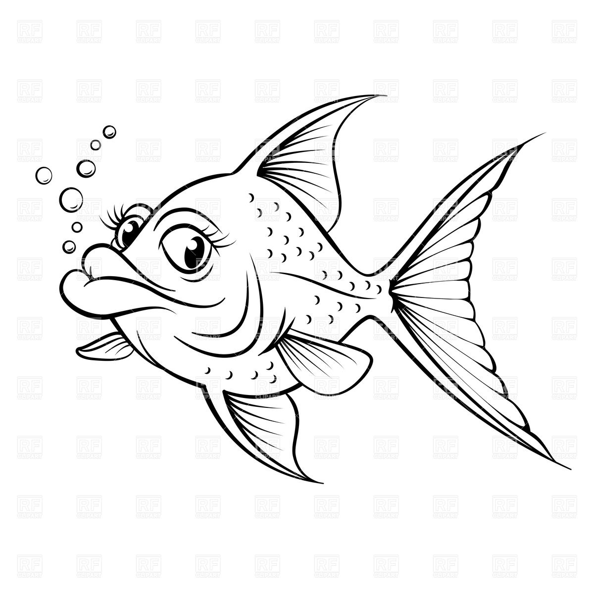 Sketch Of Cartoon Fish Outline 7046 Silhouettes Outlines Download