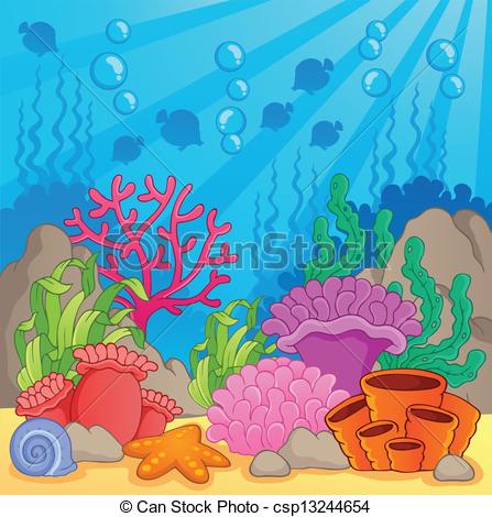 Vector   Coral Reef Theme Image 3   Stock Illustration Royalty Free