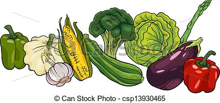 Vector   Vegetables Big Group Cartoon Illustration   Stock