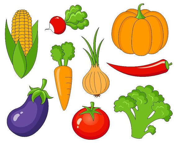 Vegetables Clip Art Cute Veggies Clipart By Yarkodesign On Etsy