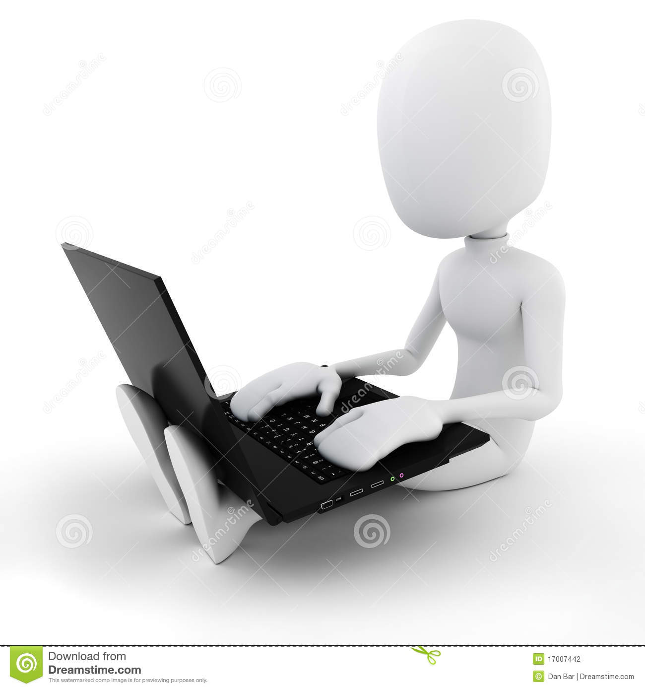 3d Man Working At His Laptop Stock Photography   Image  17007442