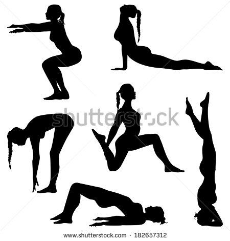 Are Making Exercises  Fitness Silhouettes   Vector Set   Stock Vector