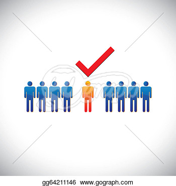 Clip Art   Illustration  Selecting Hiring  Right Employee Worker