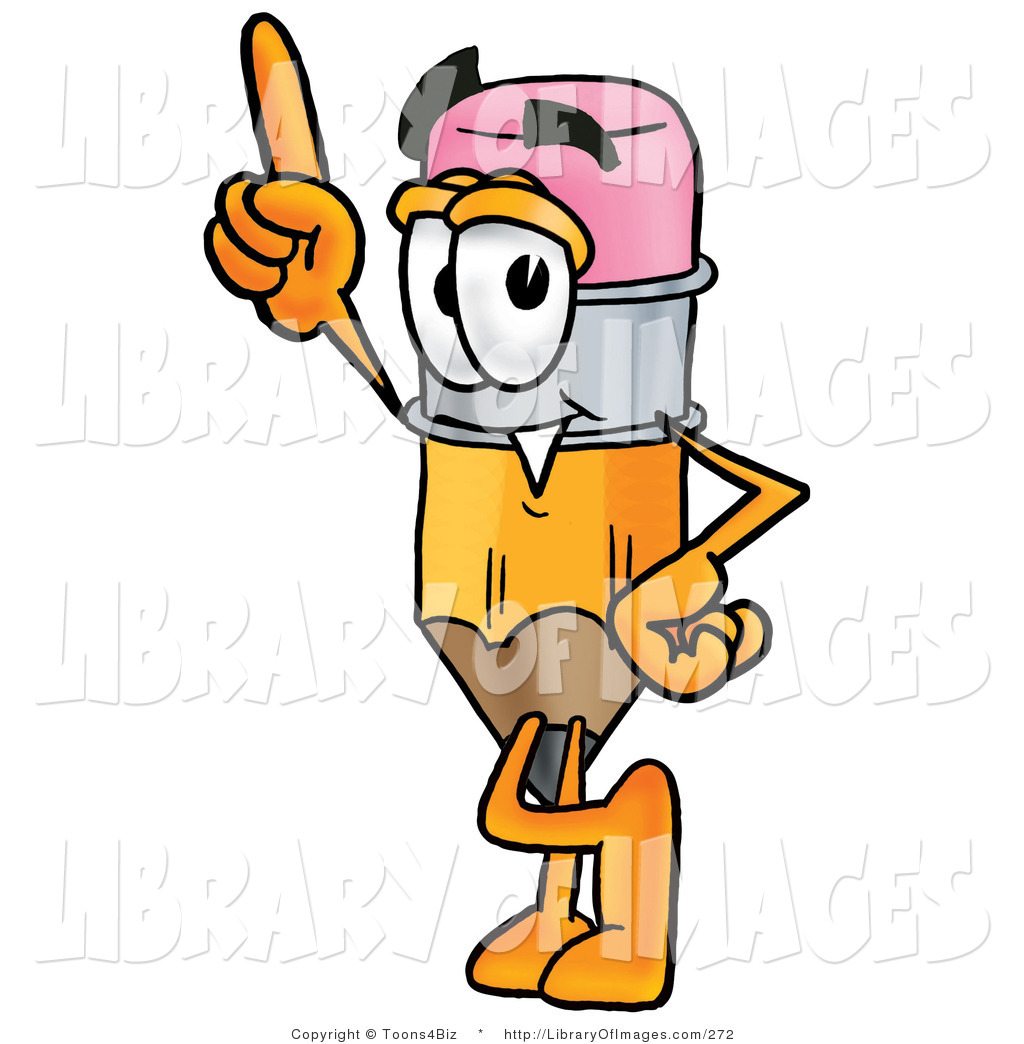 Clip Art Of A Yellow Pencil Mascot Cartoon Character Pointing Upwards