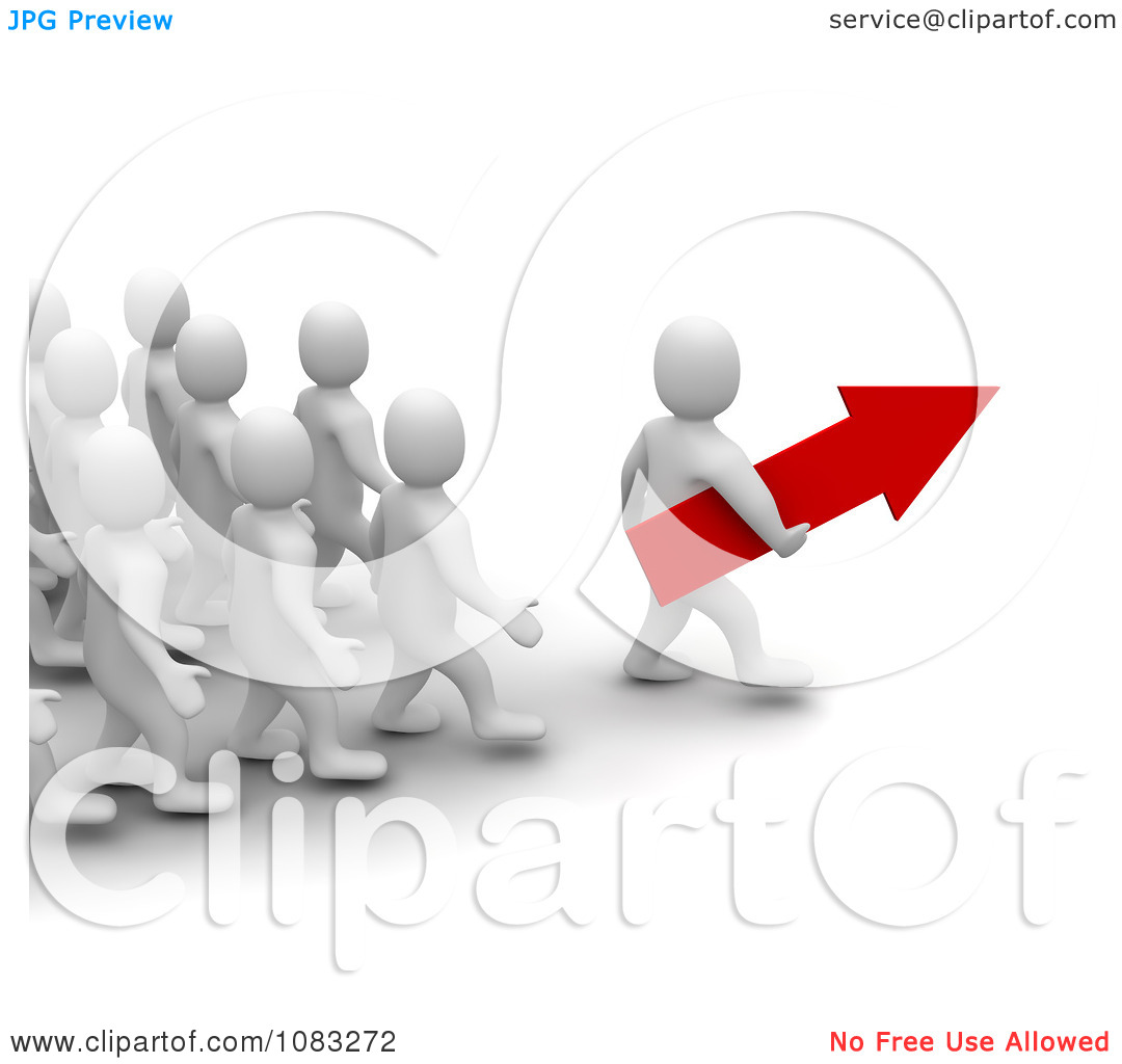 Clipart 3d Blanco White Man Leader Carrying An Arrow In Front Of His