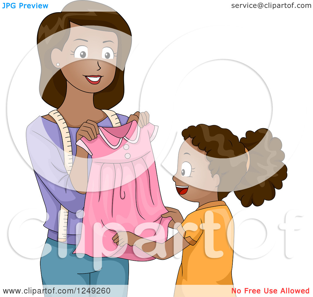 Clipart Of A Thoughtful African American Mother Giving Her Daughter A