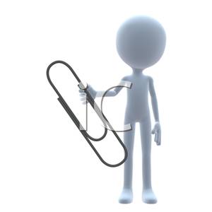 Clipart Picture  A White Man With A Paperclip In 3d