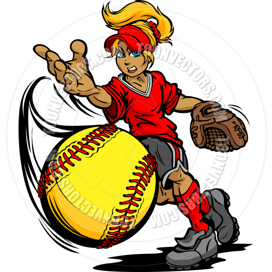 Fastpitch Softball Player Pitching Fast Pitch Softball Vector Image By    