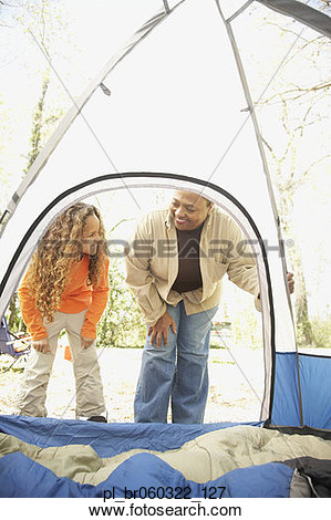 Picture Of African American Mother And Daughter Camping Pl Br060322