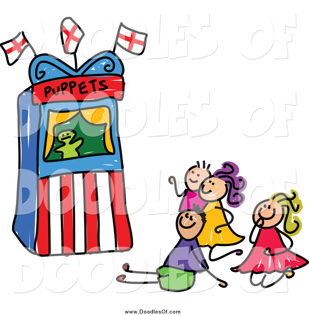 Vector Clipart Of A Doodle Of Kids Watching A Puppet Show By Prawny